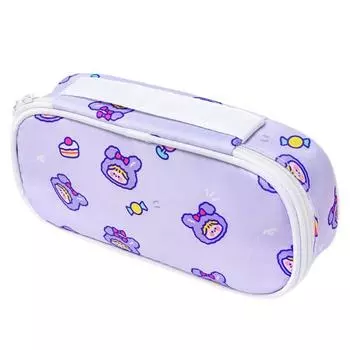 Многофункциональная сумка для хранения карандашей с ручкой, прочный чехол с милым кроликом и медведем розовый