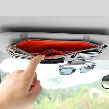 Многофункциональная сумка для хранения солнцезащитного козырька Держатель для карт Водительские права Упаковка для счетов-карт Хранение кабеля данных Солнцезащитный козырек Органайзер чёрный