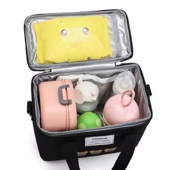 Многофункциональная сумка для подгузников для мам, водонепроницаемая сумка для подгузников с вышивкой медведя, термоизоляционная сумка для мам, модные сумки для хранения продуктов белый