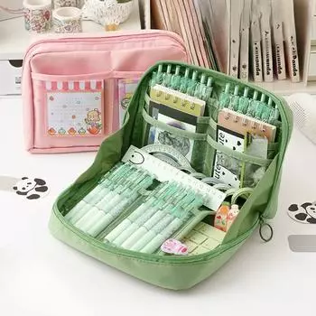 Многофункциональная сумка для ручек, модный пенал, 12-слойная сумка для хранения ручек, большая открывающаяся сумка на 90 градусов, органайзер для канцелярских принадлежностей чёрный