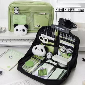 Многофункциональная сумка для ручек, модный пенал, 12-слойная сумка для хранения ручек, большая открывающаяся сумка на 90 градусов, органайзер для канцелярских принадлежностей чёрный