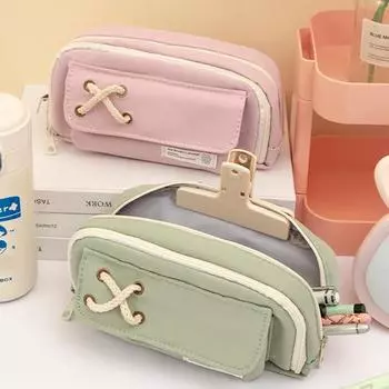 Многофункциональная сумка для ручек, водонепроницаемая ткань Оксфорд, большая вместимость, портативная сумка на молнии для мальчиков и девочек, студенческий карандаш, канцелярский чехол, школьные принадлежности синий