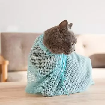 Многофункциональная сумка для ванны для кошек. Дышащая сумка для ванны. Сумка для удержания кошек от укусов и царапин. синий