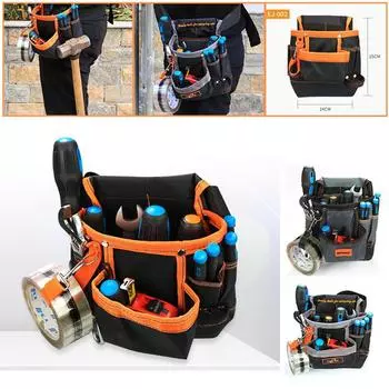 Многофункциональная сумка Fanny Pack для специального электрика Водонепроницаемая Оксфордская сумка для инструментов Сумка для инструментов с несколькими карманами и регулируемым ремнем None чёрный