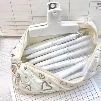 Многофункциональная сумка-карандаш на молнии, симпатичная, вместительная, с сердечком, сумка для хранения канцелярских принадлежностей, школьные принадлежности для школьников