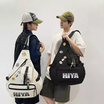 Многофункциональная сумка-мессенджер, мужская сумка на плечо, спортивная студенческая нагрудная сумка большой вместимости чёрный