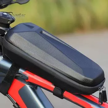 Многофункциональная сумка на раму велосипеда для шоссейного велосипеда, твердая оболочка из ЭВА, простая в установке треугольная сумка для велосипеда с верхней трубкой чёрный