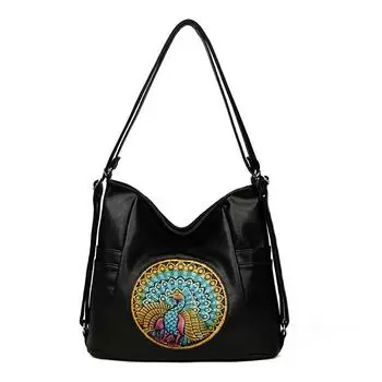 Многофункциональная сумка трех видов использования, женская сумка через плечо с принтом, большая вместительная сумка-рюкзак чёрный