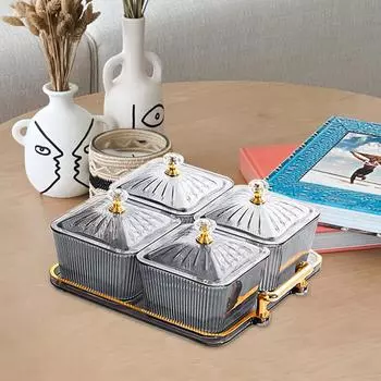 Многофункциональная тарелка для сухофруктов, современный держатель для закусок, разделенные сервировочные тарелки для спальни прозрачный