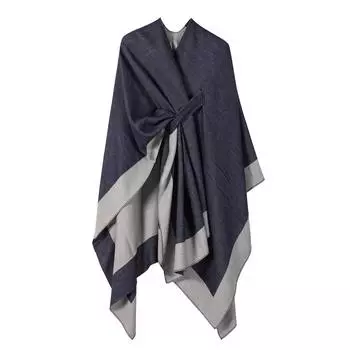 Многофункциональная термошаль, простое офисное одеяло, плащ-накидка, для мужчин с обеих сторон 160-135 тёмно-синий