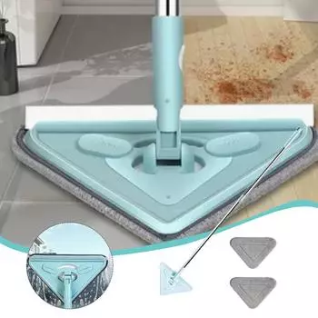 Многофункциональная треугольная швабра с вращением на 360°, инструмент для чистки стен с длинной ручкой, влажные и сухие треугольные швабры для мытья окон