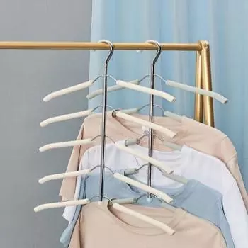 Многофункциональная вешалка для одежды, экономящая место - многослойная стойка для хранения одежды с нескользящей губчатой опорой short серый