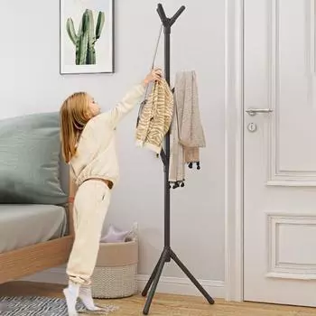 Многофункциональная вешалка для одежды с крючками, вешалка для пальто, высокая устойчивость, регулируемая высота, простая сборка, отдельно стоящая одежда белый