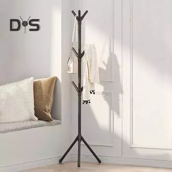 Многофункциональная вешалка для одежды с крючками, вешалка для пальто, высокая устойчивость, регулируемая высота, простая сборка, отдельно стоящая вешалка для хранения одежды белый