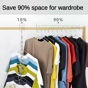 Многофункциональная вешалка для одежды, складная вешалка для спальни из нержавеющей стали с 10 отверстиями, идеи для хранения артефактов, вешалка для хранения в гардеробе 1