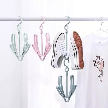 Многофункциональная вешалка для сушки обуви, ветрозащитная вращающаяся вешалка для балкона, шарф, галстук, обувь, подвешивание для домашнего хранения, организация розовый