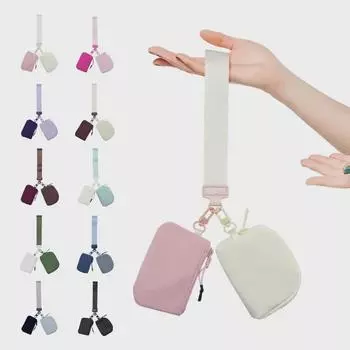 Многофункциональная водонепроницаемая нейлоновая сумка на запястье Lulu: Стильный кошелек с двумя карманами для монет, карточек и ключей.