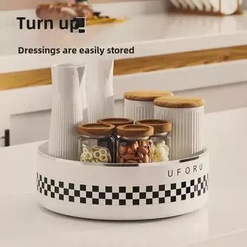 Многофункциональная вращающаяся кухонная стойка для приправ: масла, соли, соуса и уксуса