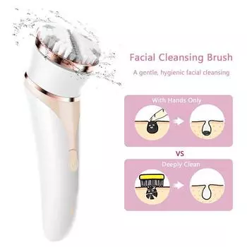 Многофункциональная женская бритва 4 в 1, домашний электрический эпилятор, щетка для лица, эпилятор, устройство для очищения лица белый