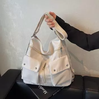 Многофункциональная женская сумка через плечо из холста — универсальная, простая и стильная сумка через плечо чёрный