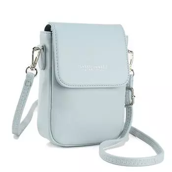 Многофункциональная женская сумка через плечо, однотонная модная универсальная вертикальная сумка из искусственной кожи для мобильного телефона чёрный