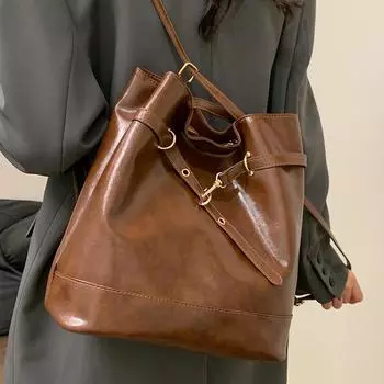 Многофункциональная женская сумка для поездок на работу, большой вместимости, дорожный рюкзак, высококачественная текстура, универсальная, ретро, портативная сумка через плечо коричневый