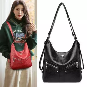 Многофункциональная женская сумка, модная, мягкая кожа, роскошная, ретро, женская сумка через плечо, большая вместимость, сумка через плечо