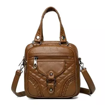 Многофункциональная женская сумка, модная, с застежкой-заклепкой, ретро, женская сумка через плечо, однотонная сумка через плечо, рюкзак