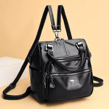 Многофункциональная женская сумка, роскошный мягкий кожаный женский рюкзак, однотонный ретро-рюкзак большой емкости