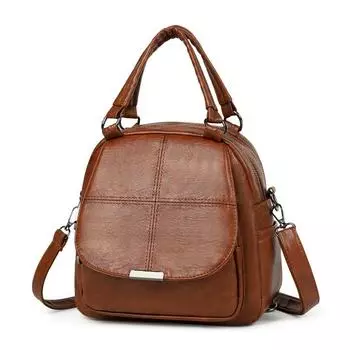 Многофункциональная женская сумка-рюкзак из мягкой кожи, на плечо, кроссбоди, деловой рюкзак коричневый