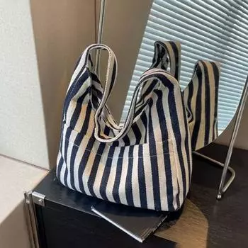 Многофункциональная женская сумка Yogodlns, модная холщовая сумка большой вместимости, косметичка в полоску, маленькая свежая сумка, простые стильные сумки