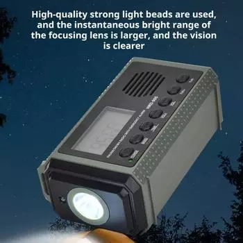 Многофункциональное аварийное радио с солнечной панелью, рукояткой, зарядкой через USB, AM FM SW, NOAA Weather, разъемом для наушников 3,5 мм, сигнализация SOS, светодиодный фонарик армия зеленый