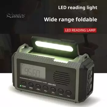 Многофункциональное аварийное радио с солнечной панелью, рукояткой, зарядкой через USB, AM FM SW, NOAA Weather, разъем для наушников 3,5 мм, сигнализация SOS, светодиодный фонарик, 10000 мАч армия зеленый