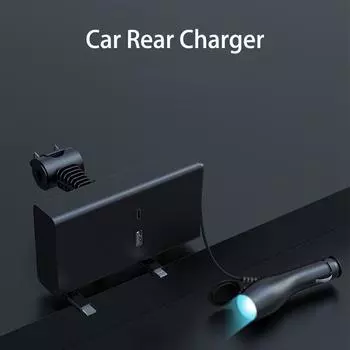 Многофункциональное автомобильное зарядное устройство для телефона, выдвижное быстрое зарядное устройство USB для задних сидений iPhone Xiaomi Huawei чёрный