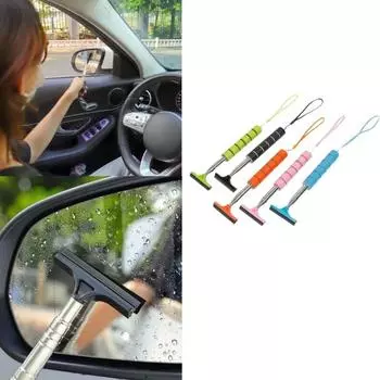 Многофункциональное автомобильное зеркало заднего вида, телескопическая щетка для мытья окон автомобиля, переднее лобовое стекло, непромокаемая щетка для чистки, скребок розовый