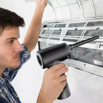 Многофункциональное беспроводное электрическое устройство для выдувания пыли и воздушного насоса 2-в-1 со светодиодной подсветкой чёрный