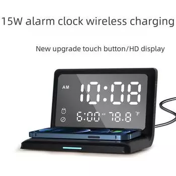 Многофункциональное беспроводное зарядное устройство и будильник для устройств Apple белый