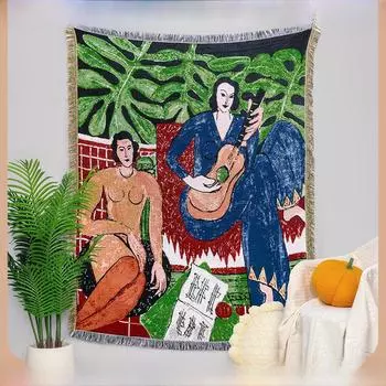 Многофункциональное кемпинговое одеяло: Влагостойкий коврик для пикника и жаккардовый гобелен 160x130 cm