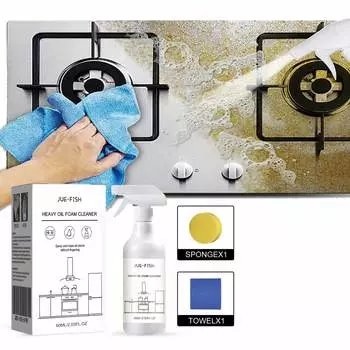 Многофункциональное кухонное средство для очистки пены от тяжелых масляных пятен, подходит для чистки кухонных вытяжек, раковин и днища кастрюль.. Чистящие средства one-size белый