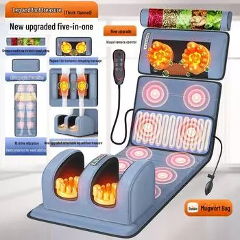 Многофункциональное массажное кресло: Разминающий массажный матрас для поясницы, шеи, спины и шеи. Six-button Supreme Edition серый