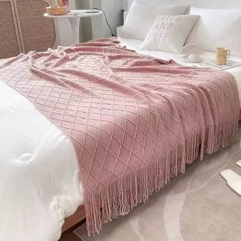 Многофункциональное одеяло, толстая вязаная кисточка, сплошной цвет, защита для дивана, покрывало для кровати, одеяло для дома, спальни, декор с плавающим окном 127x152cm