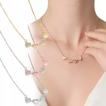 Многофункциональное ожерелье в форме сердца, 4 сердца, магнитное ожерелье, кулон, ожерелье с переключателем в форме сердца, аксессуары для женщин/девочек One Size серебряный