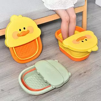 Многофункциональное складное ведро для замачивания ног с рисунком из мультфильма и крышкой, массажная ванночка для ног, переносная домашняя изоляционная раковина для мытья ног