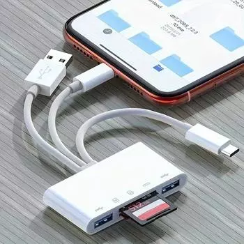 Многофункциональное устройство чтения карт 5 в 1, адаптер USB OTG и устройство чтения карт SD, подходящее, со слотами для карт Micro SD и SD, поддерживающими SD/Micro 5-in-1 Card Reader