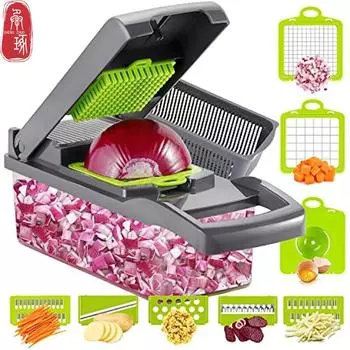 Многофункциональное устройство для нарезки кубиками, слайсер для овощей и фруктов, терка для нарезки кубиками, набор кухонных принадлежностей 1pcs серый
