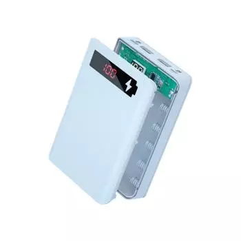 Многофункциональное зарядное устройство Power Bank с 2 выходными портами USB, 5-слотовым контейнером для батарей, чехол «сделай сам» чёрный