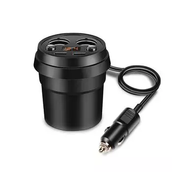 Многофункциональное зарядное устройство в автомобиле, чашка 7.2A, держатель автомобильного зарядного устройства, быстрое зарядное устройство с 2 розетками, напряжение black