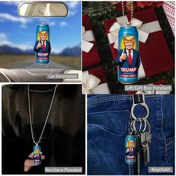 Многофункциональные акриловые подвески-банки, маленькие подвески в форме Трампа, повседневные подвески для автомобиля с УФ-печатью