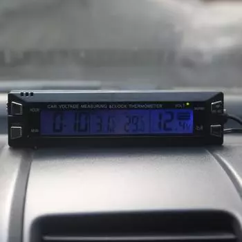 Многофункциональные автомобильные цифровые часы 3 в 1, измеритель напряжения, температуры, термометр, вольтметр с двумя цветами подсветки EC30