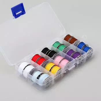 Многофункциональные аксессуары для швейных машин, красочные швейные нитки в прозрачном футляре, набор металлических шпуль с шпульной нитью